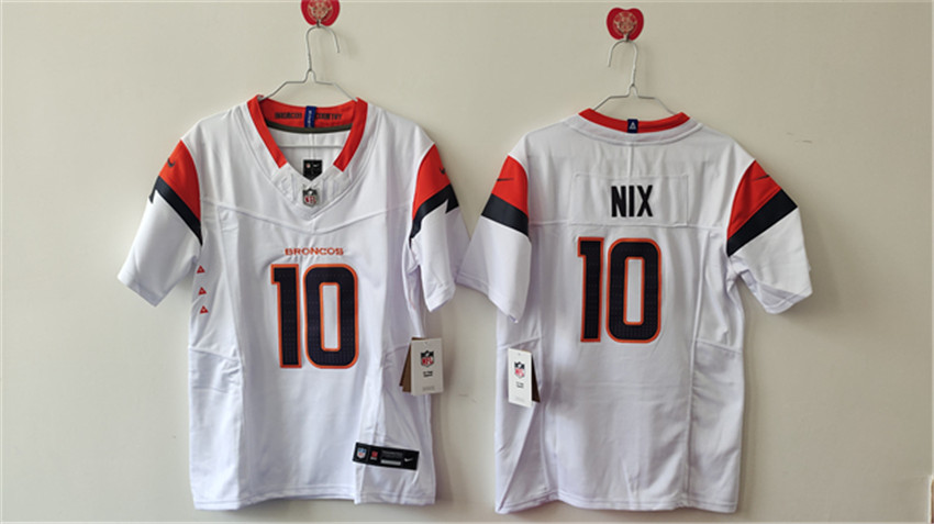 Women's White Denver Broncos #10 Bo Nix 2024 F.U.S.E Stitched Jersey(Run Small)